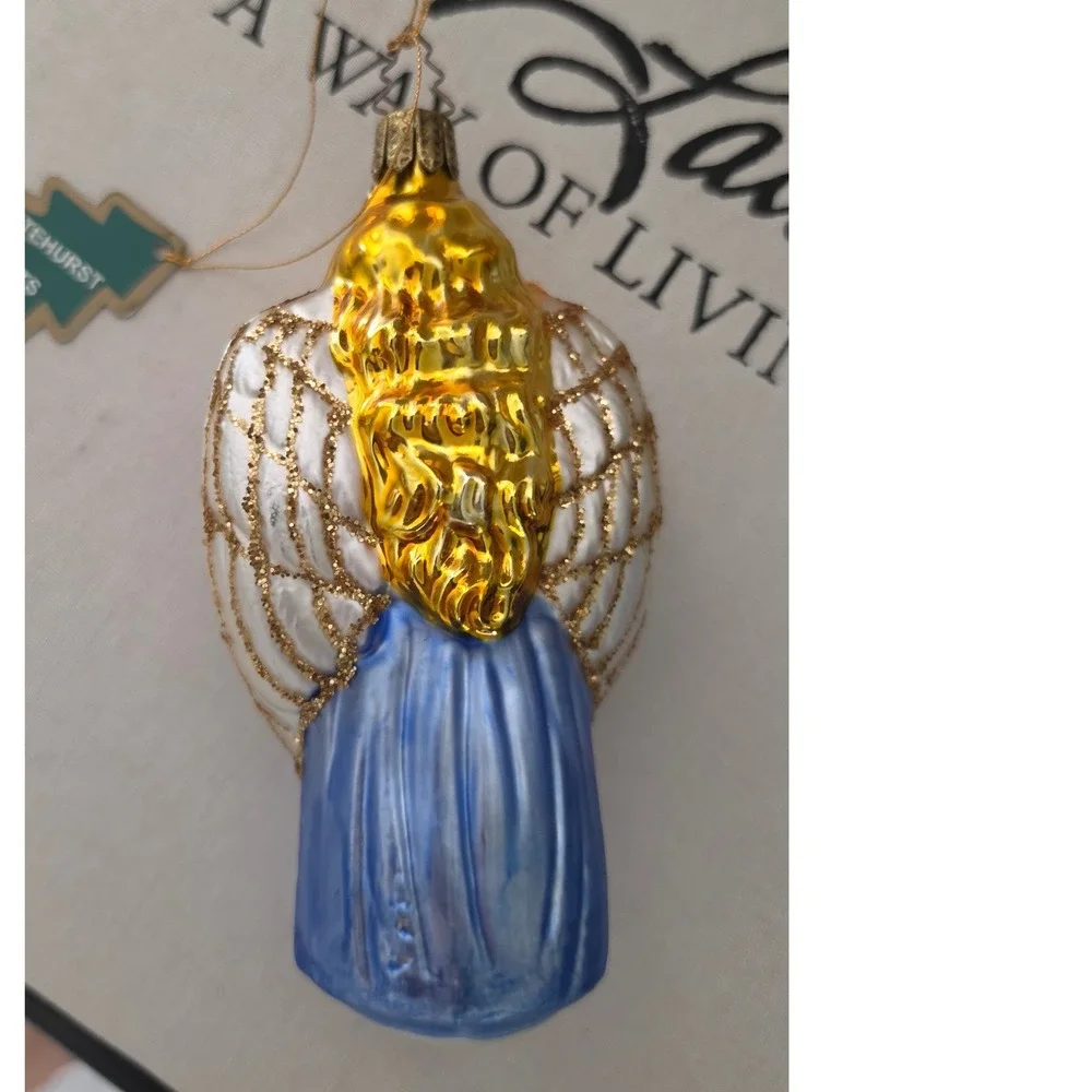 Whitehurst Imports Glass Angel Ornament Hand Painted Germany cottagecore VTG
